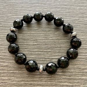 Men’s black gemstone bracelet.  One size